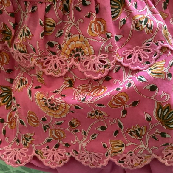 Caroline Constas 2pc Set Crop Spaghetti Top Maxi Skirt Pink Cotton Eyelet Ruffle - Picture 13 of 16